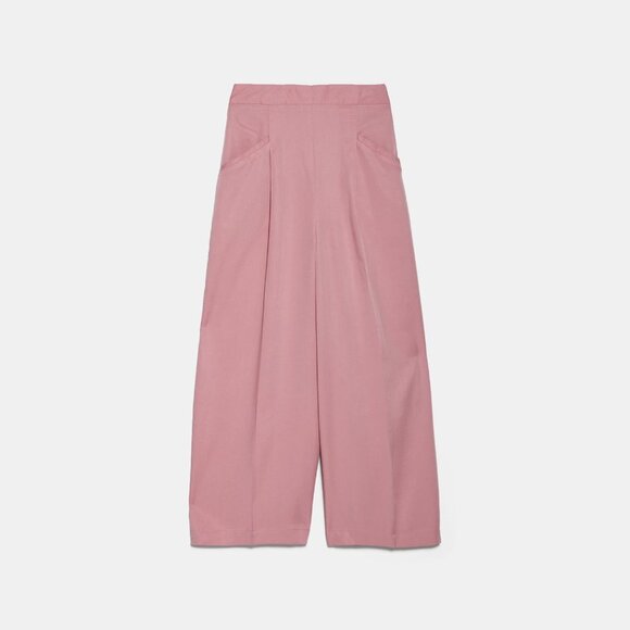 NEW Zara Dusty Rose Pink High Waist Wide Leg Culottes Pants, Size S - Picture 8 of 16